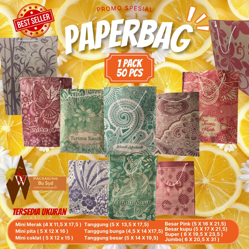 PROMO ECER - Termurah di shopee HARGA PABRIK Tas Kertas Mini isi 50pcs wadah snack batik paper bag  
