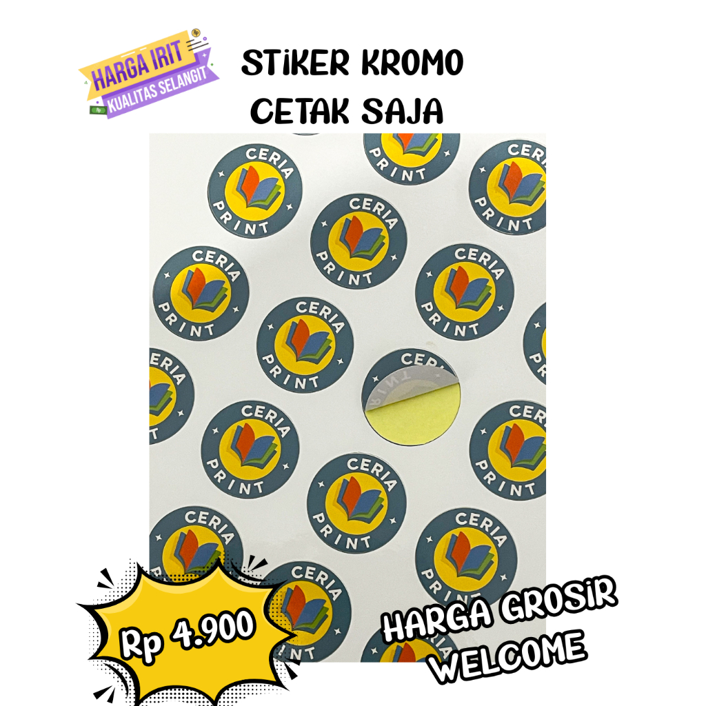 Jasa Cetak Stiker Kromo / Chromo A3+ Label Sticker Produk Kemasan Produk Stiker Makanan Ringan grosi