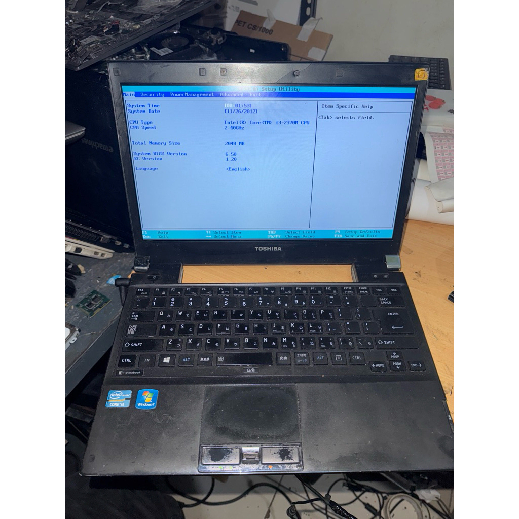 Toshiba dynabook R732/F core i3 gen2 mainbord normal garansi