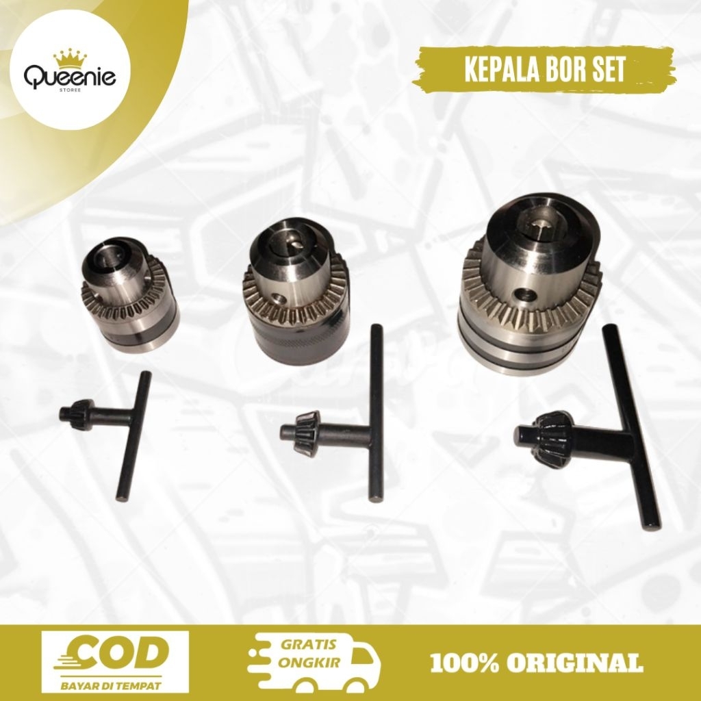Kepala Mesin Bor Set Kunci 10mm/13mm/16mm/Kepala Bor/Kepala Mesin Bor + Kunci Kepala Bor