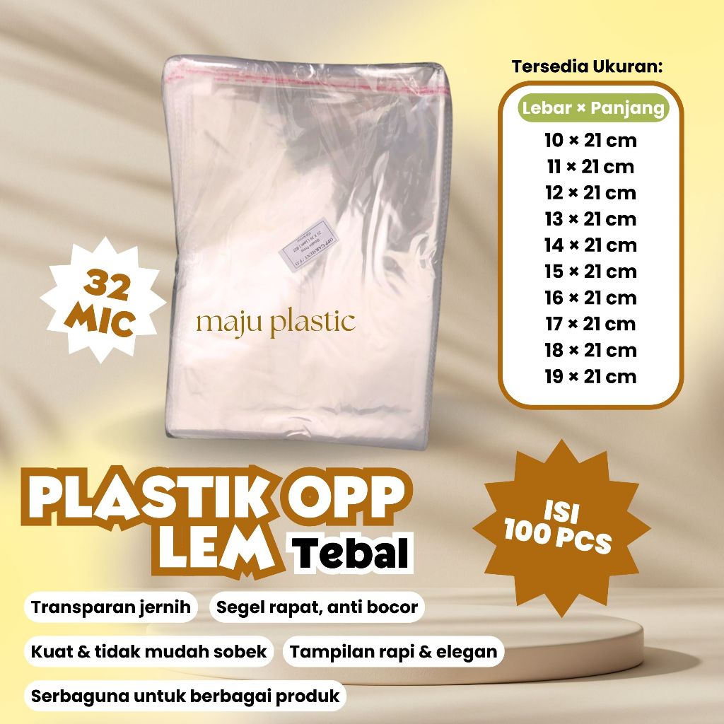 (TEBAL) Plastik OPP Lem Bening 10x21/11x21/12x21/13x21/14x21/15x21/16x21/17x21/18x21/19x21/ PLASTIK 