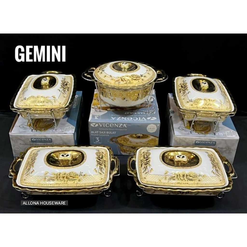 (FREE PACKING KAYU) PRASMANAN SEMEJA / WADAH SAJI SET 5 PCS VICENZA (4 PCS PERSEGI 680 + 1 PCS BULAT