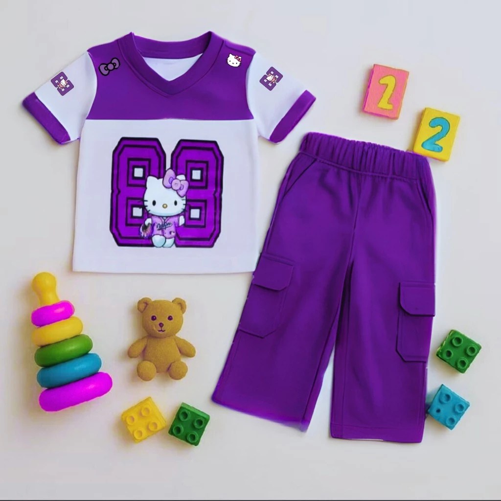 Setelan Jersey Anak Perempuan Oneset kargo Anak 1-12 tahun Fashion Anak Perempuan