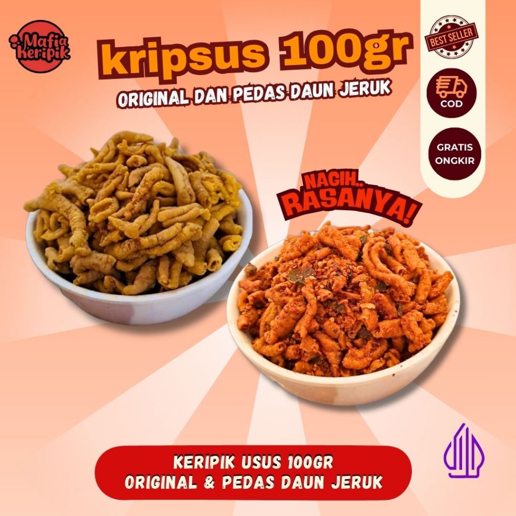 

MAFIKERIPIK- keripik usus 100gr original dan pedas daun jeruk | cemilan Keripik usus renyah VIRAL