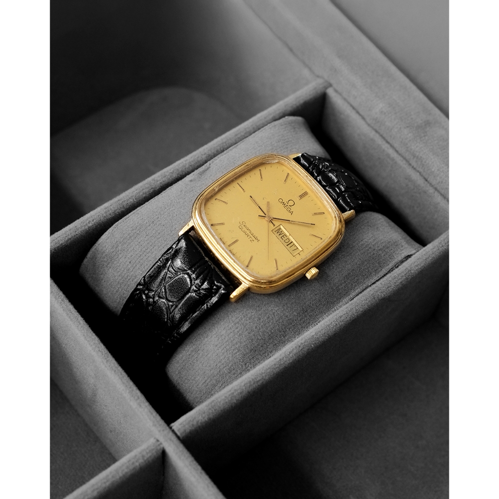 Jam tangan Omega Seamaster squre gold quartz cal. 1435