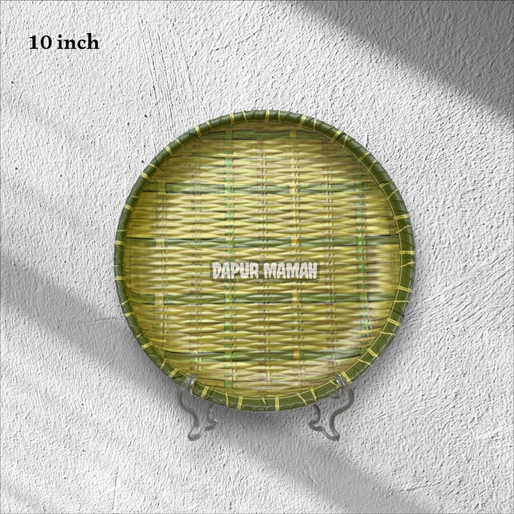 ( 1 pcs ) Piring Anyam Melamin Motif Bambu 10 inch - Piring Rotan Estetik Makan & Sajian