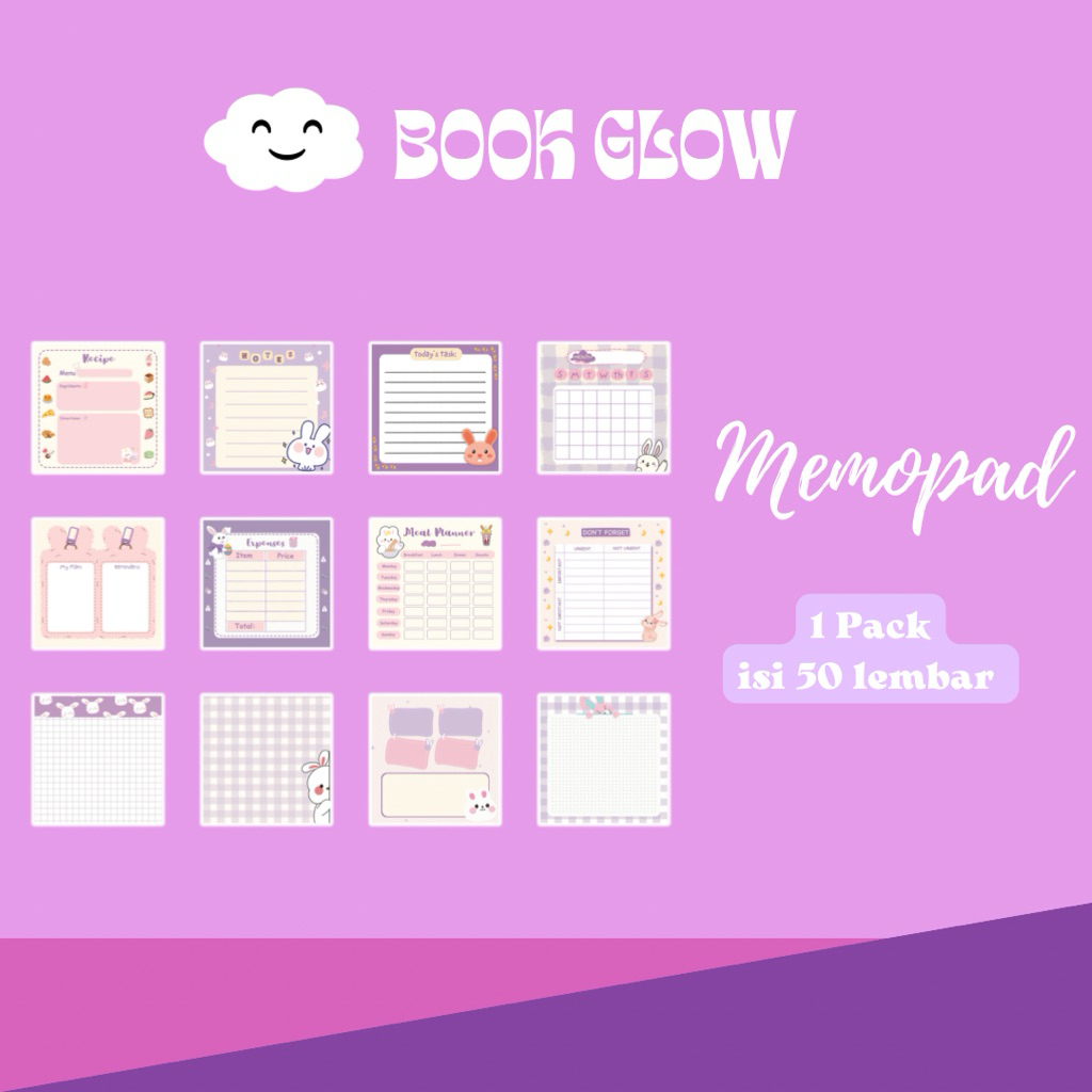 CUTE MEMO NOTE PAPER NOTEPAD BUNNY LUCU ESTETIK