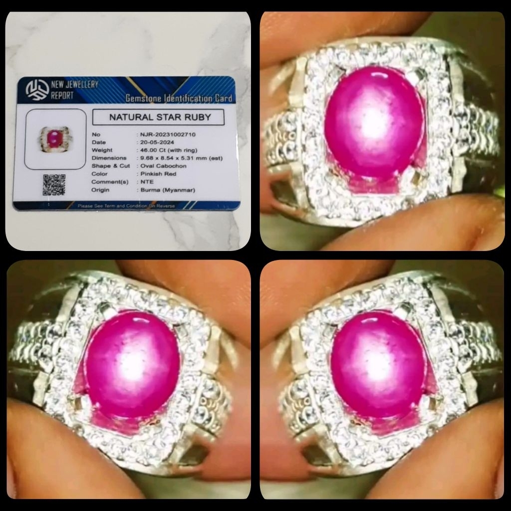 RUBY STAR DELIMA BURMA LAWASAN + RING SILVER PERAK