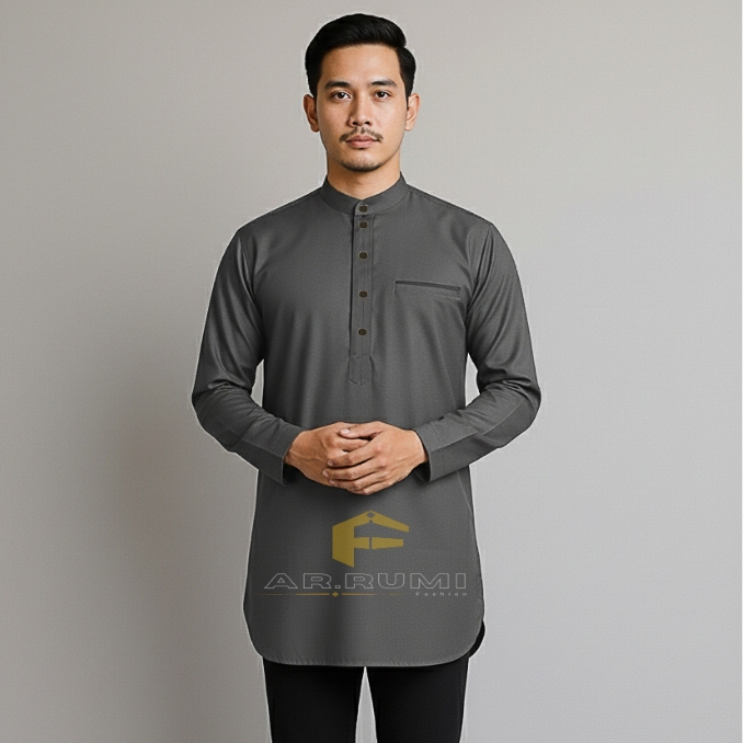 Baju Koko Pria Lengan Panjang Exclusive | Baju Koko Putih Ibrahim Lengan Panjang
