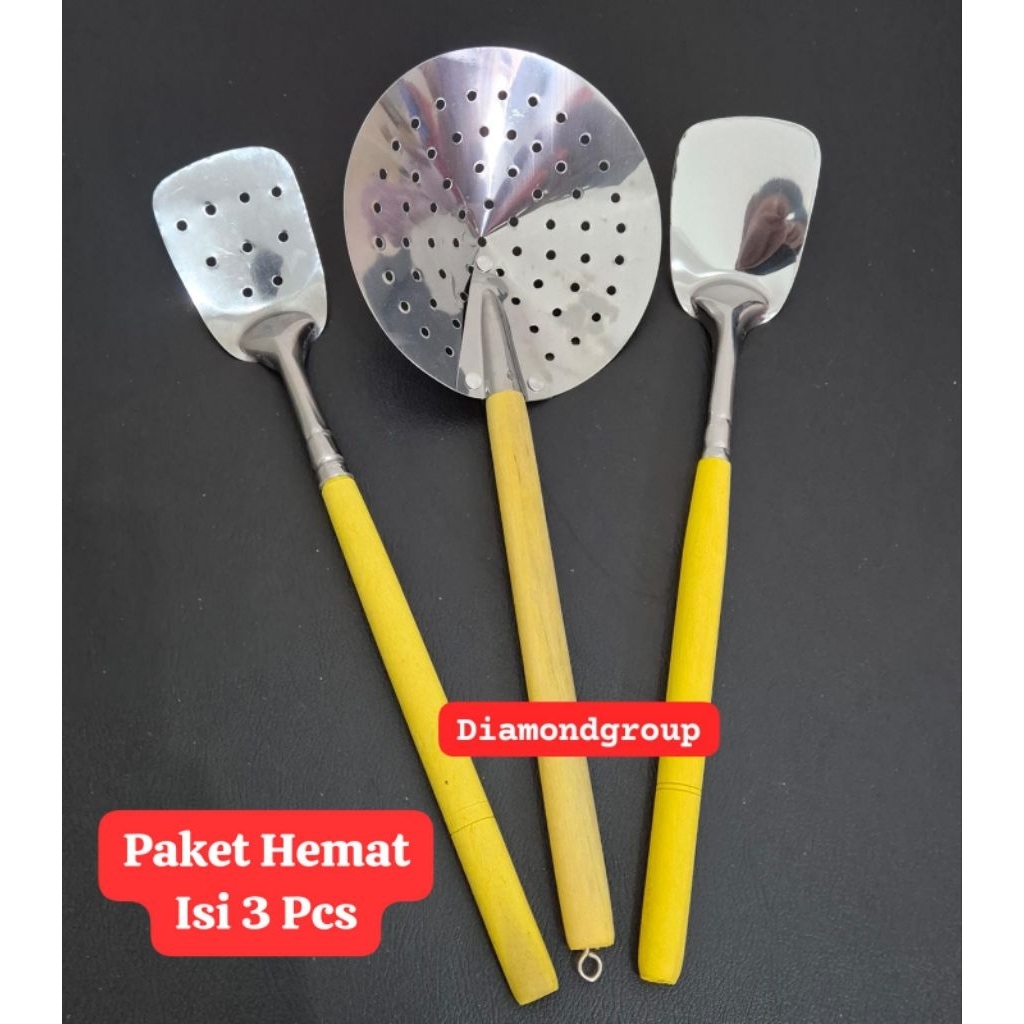Spatula Set Serok Spatula lubang Spatula Buntu / Serok Saringan Peniris Gorengan / Sotil Set Baru