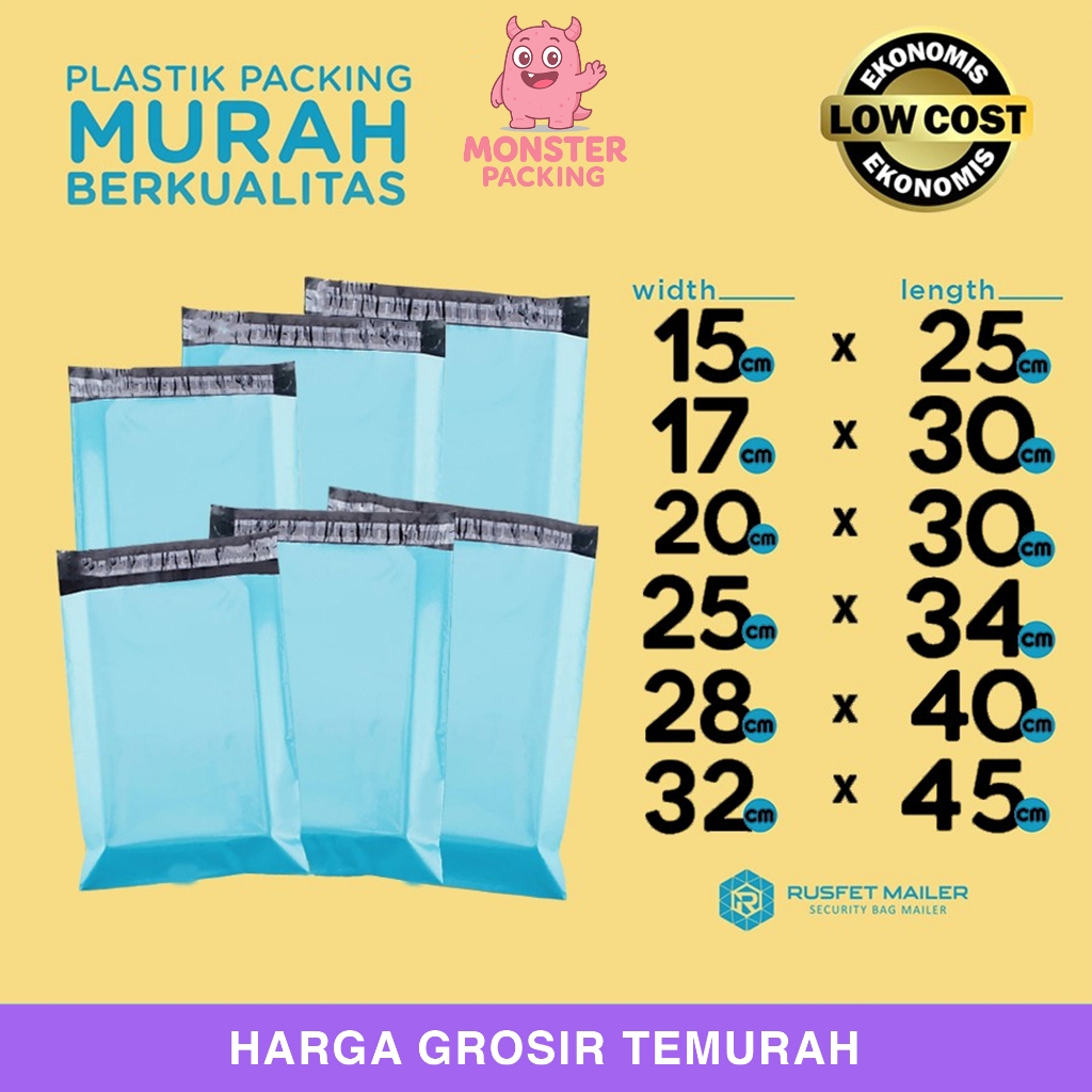 Plastik Polymailer BLUE Pack LOW COST Rusfet Amplop Packing Polimailer