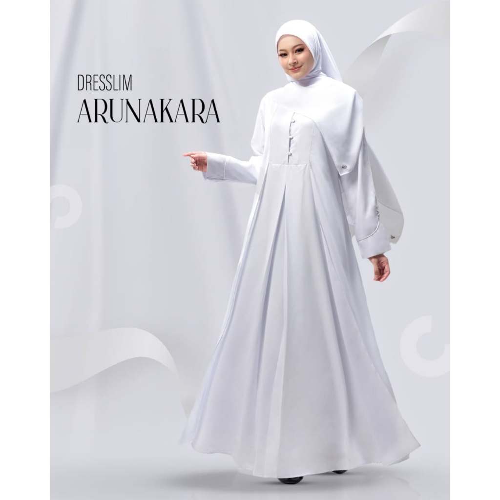 Dresslim Arunakara | Dresslim Rabbani | Gamis Rabbani | Gamis Putih Dewasa | Gamis | Gamis Busui  [O