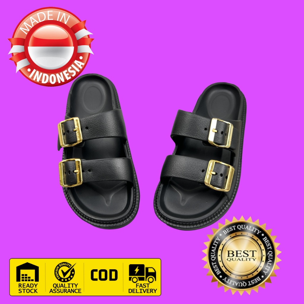 Hot - Seller Sandal Wedges Wanita tinggi 5 cm motif Gesper bahan Karet jelly Ringan anti air Kancing