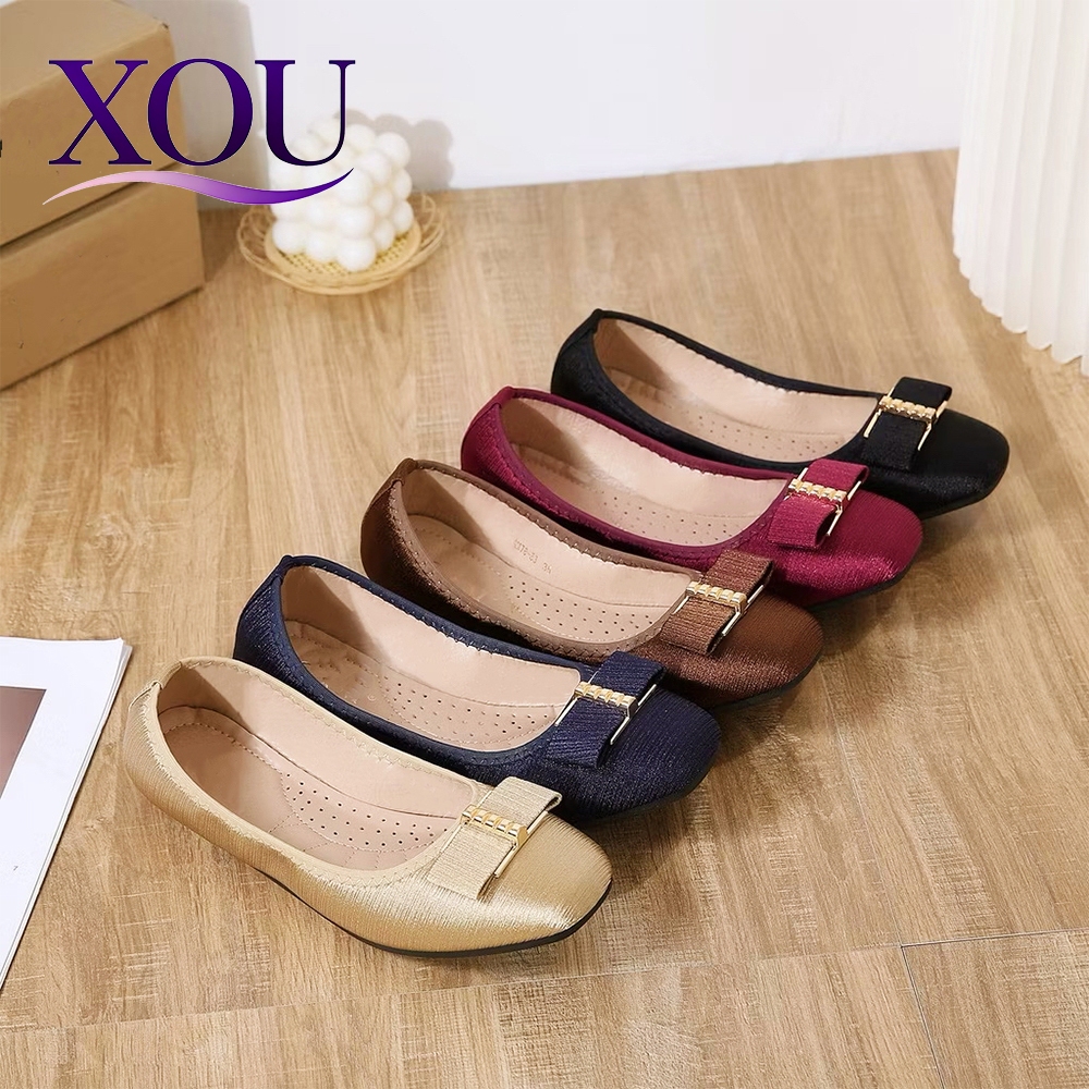 XOU Fashion Women Doll Shoes Sepatu Datar Wanita Office Flat Doll Shoes Daily Loafer Shoes A-29 Size