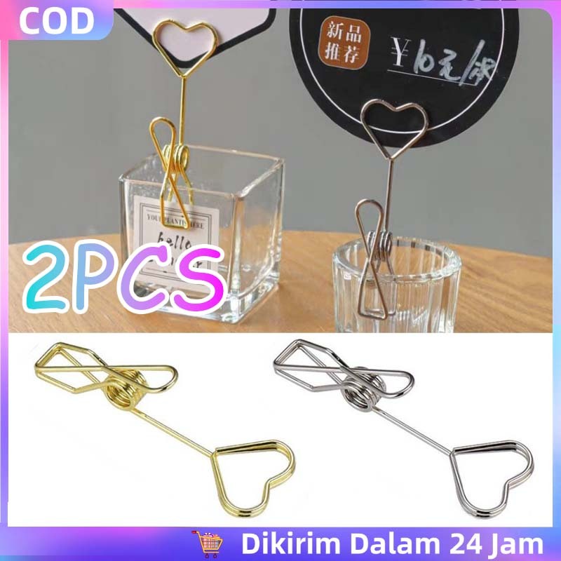 

2 Pcs Double Clip Price Tag Hanger Label Jepit Nomor Meja Restoran Stand Menu Stand Promo Advertising Penjepit Harga Bening