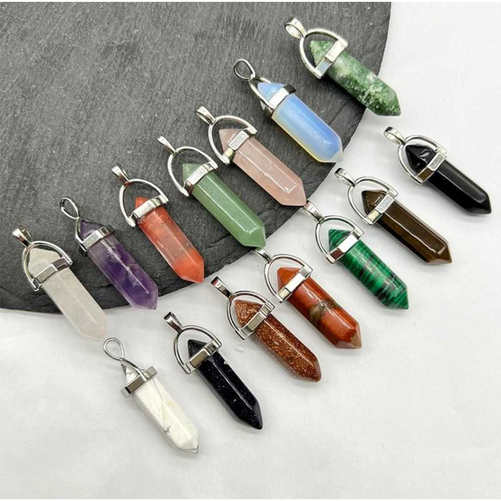 BATU PENDANT SEGI 6 / BATU ALAM HEXAGONAL / LIONTIN KALUNG / BATU KRISTAL MODEL / BATU NATURAL STONE