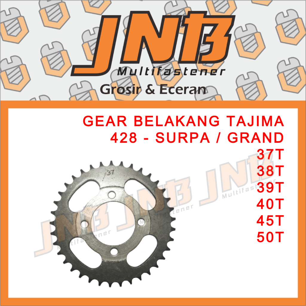 Tajima Gear Belakang Honda Supra 428 37T 38T 39T 40T 45T 50T Gir Gigi Tarik Karisma Supra X 125 Lege