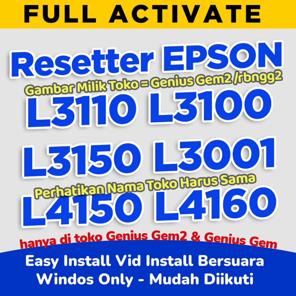 Epson Resetter L3110 L3100 L3150 L3001