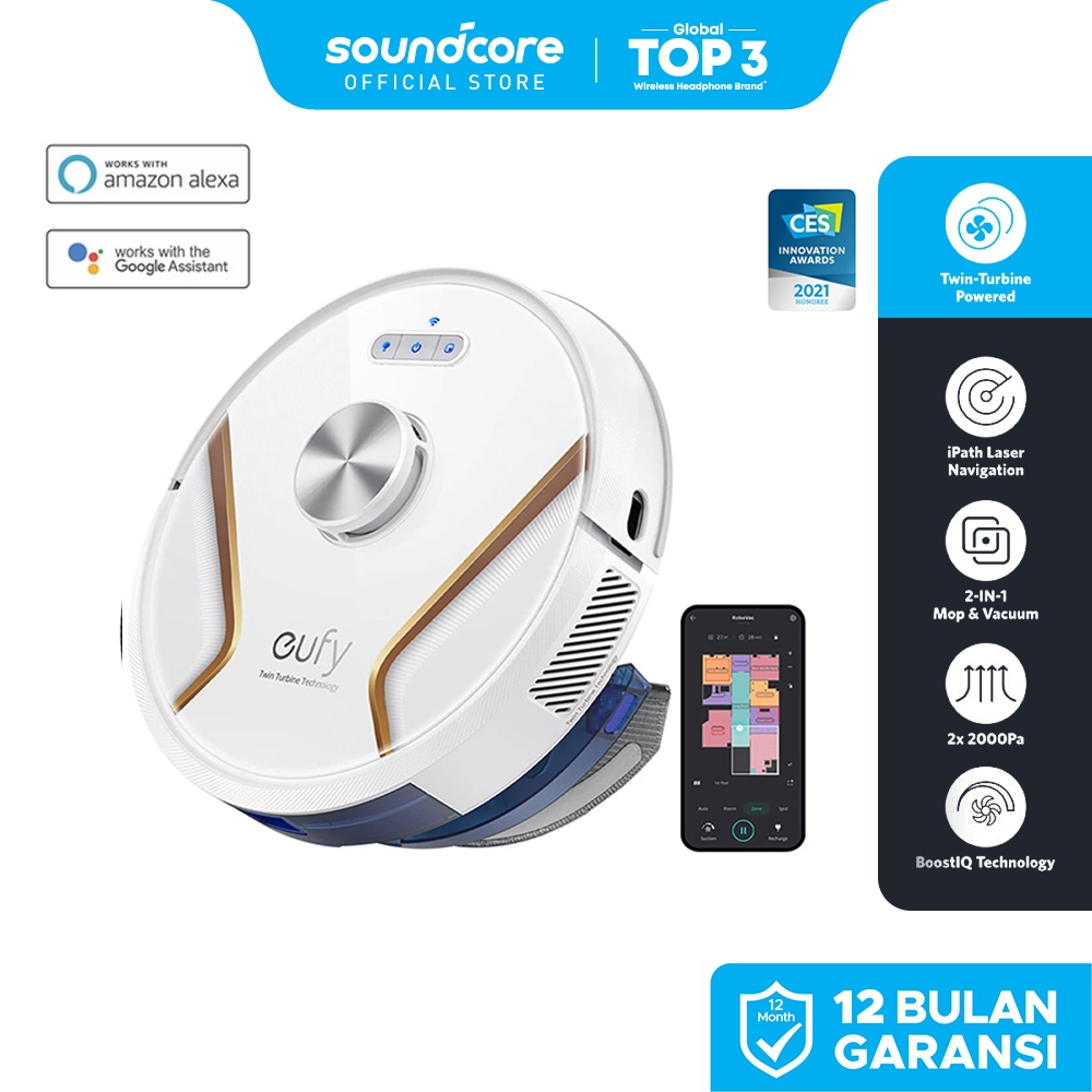 Eufy by Anker X8 Hybrid Robot Vacuum and Mop Cleaner with iPath Laser Navigation Twin-Turbine Techno