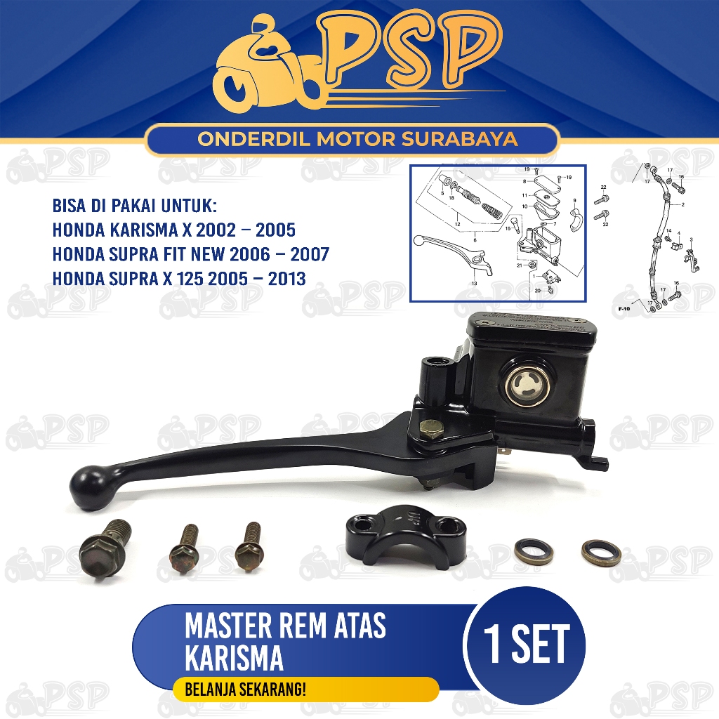 Master Rem Atas Karisma + Handel Assy - Rumah Tabung Minyak Rim Depan Supra X 125 Supra Fit New
