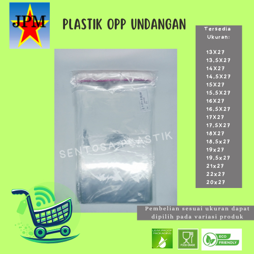 Plastik OPP Undangan Panjang 27 cm /  OPP Undangan / OPP Plastik / Plastik  Souvenir /  OPP Bening