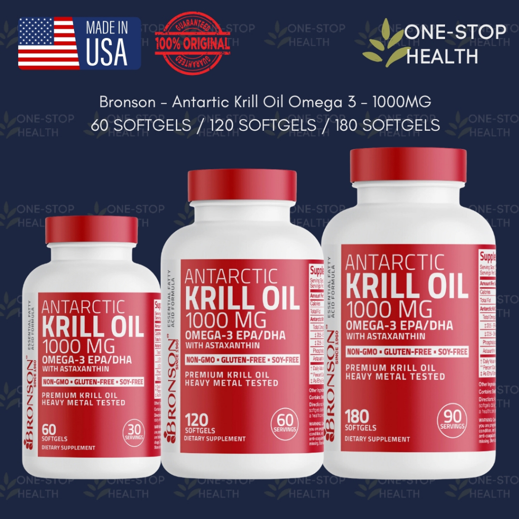 Bronson Antarctic Krill Oil 1000MG Omega-3 EPA/DHA Astaxanthin