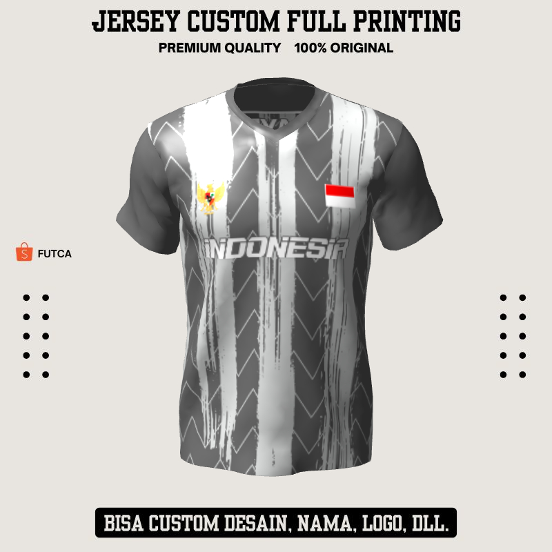 Kaos Jersey Futsal Abu Putih Motif Abstrak 63 - Jersey Baju Olahraga Full Printing