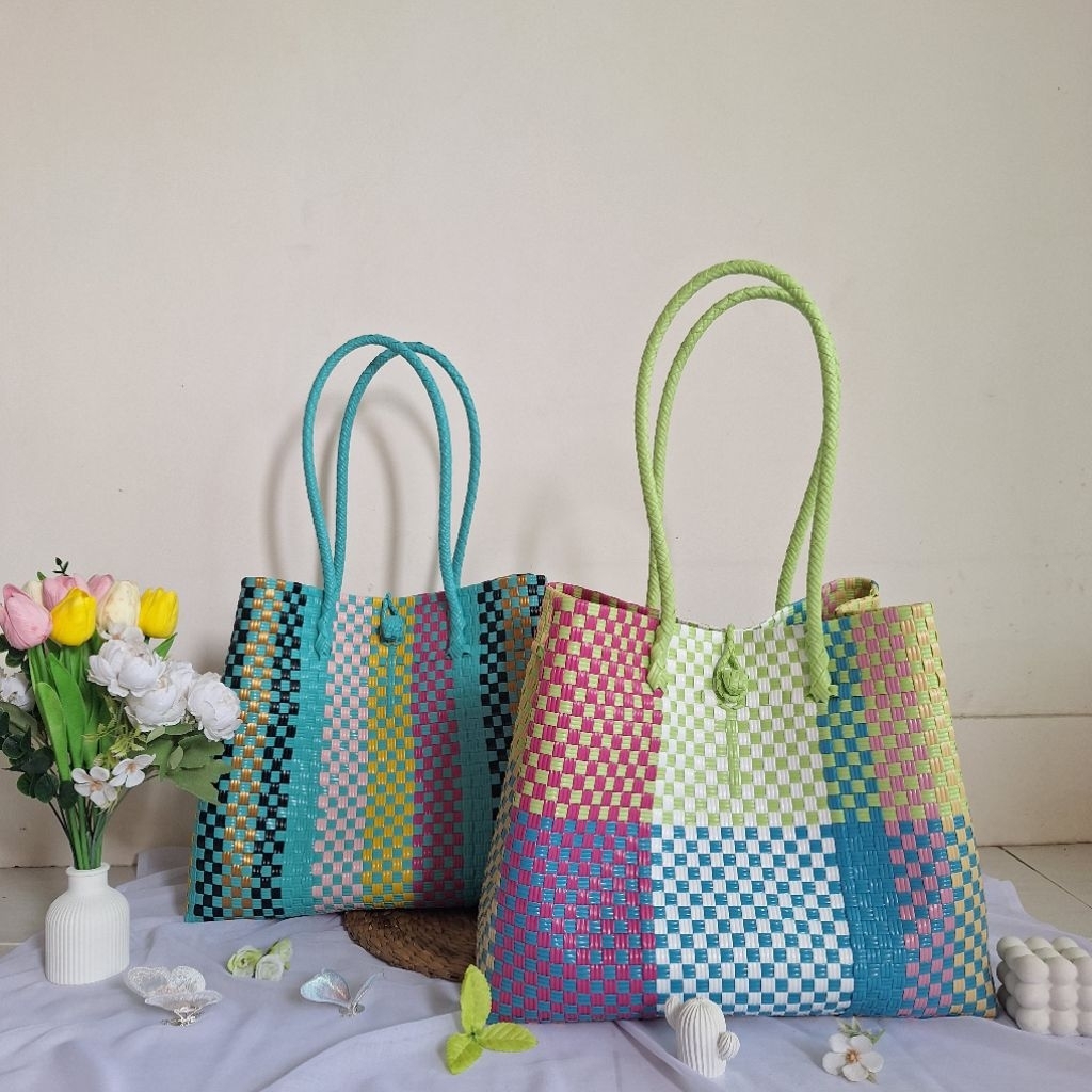 Tas Anyaman Jali Super Jumbo XXL Size (40x20x30)/ Tas Belanja Wanita Muat 10kg