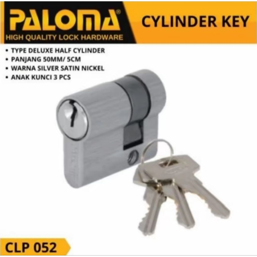 PALOMA CLP 052 Silinder Pintu Kamuflase 50MM / 5CM Half Cylinder Standart Key 3 Anak Kunci