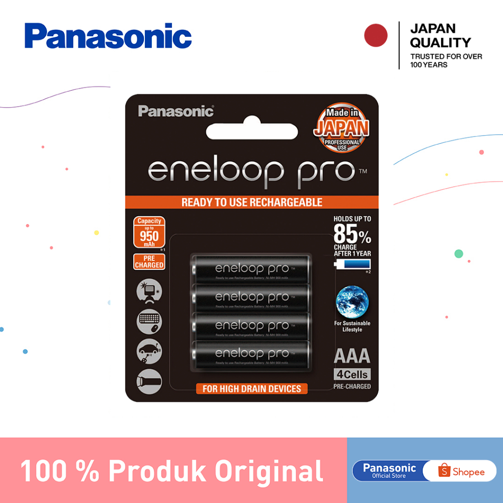 Panasonic Eneloop Pro Baterai Rechargeable AAA 4pc Battery Eneloop Pro