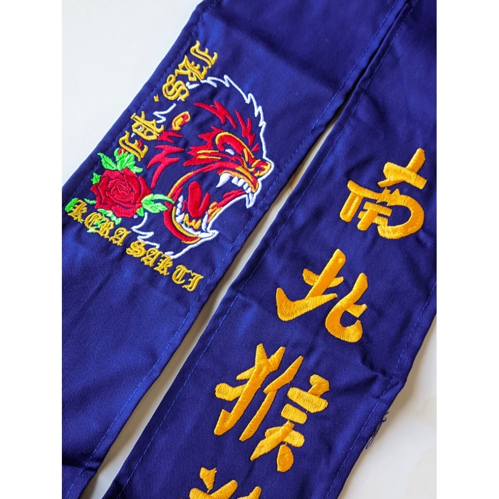 sabuk ikspi biru drel sabuk beladiri ikspi kera sakti bahan drel motif kera