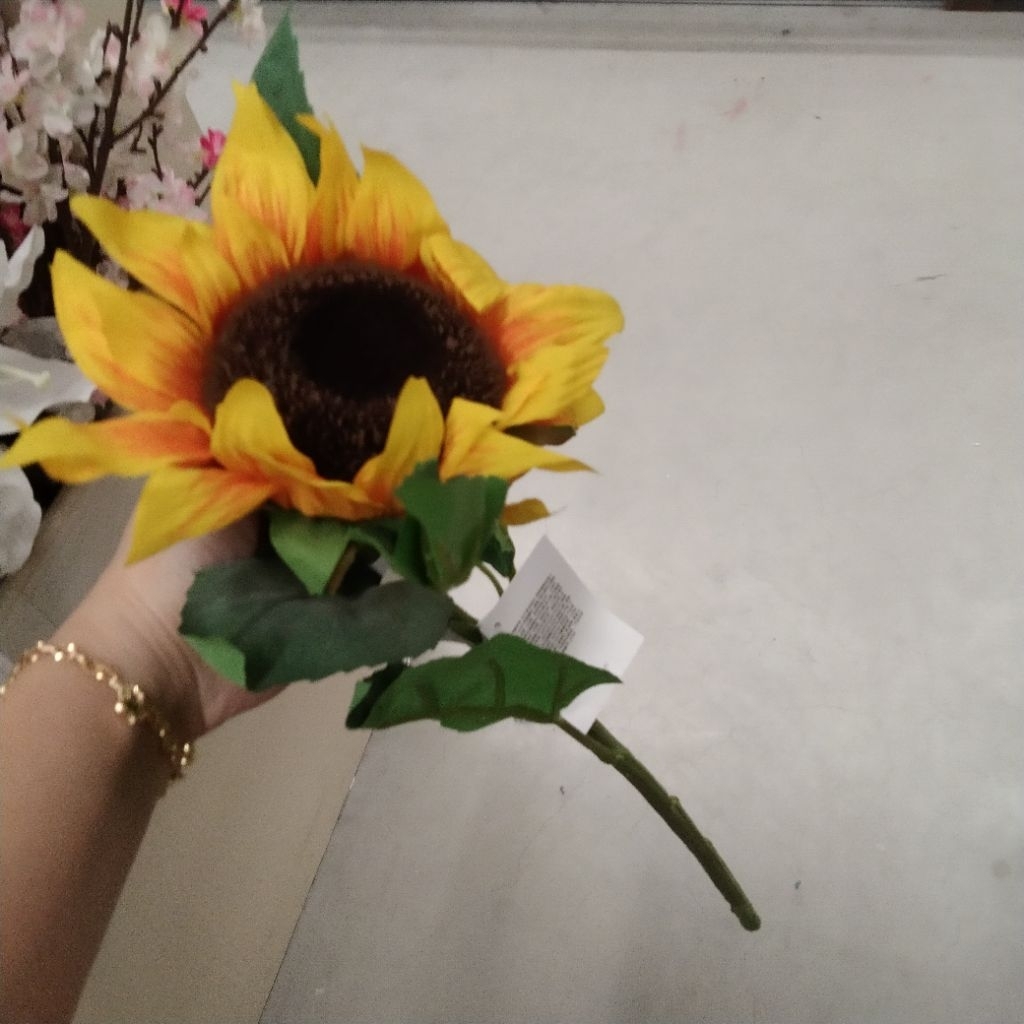 Setangkai bunga matahari kuning silau 1 tangkai plastik tebal 51cm sun flower bunga hias dekorasi