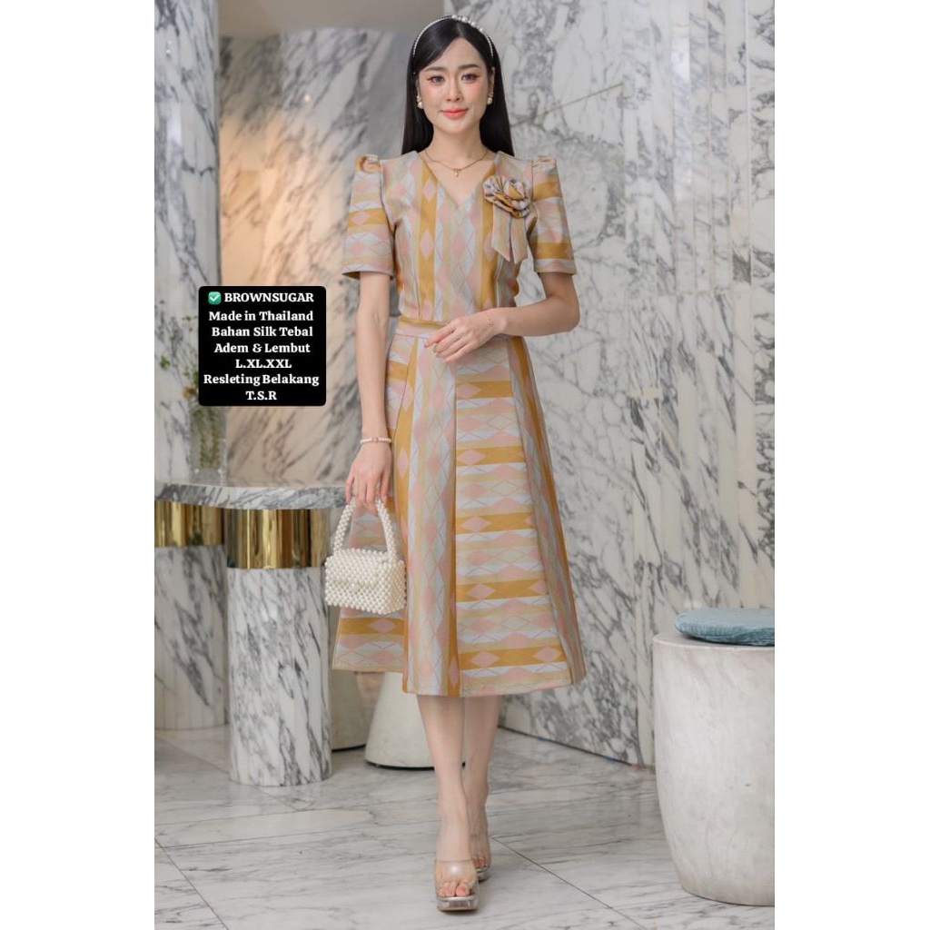 DRESS MAXI WANITA GAUN BAHAN SILK TEBAL PREMIUM