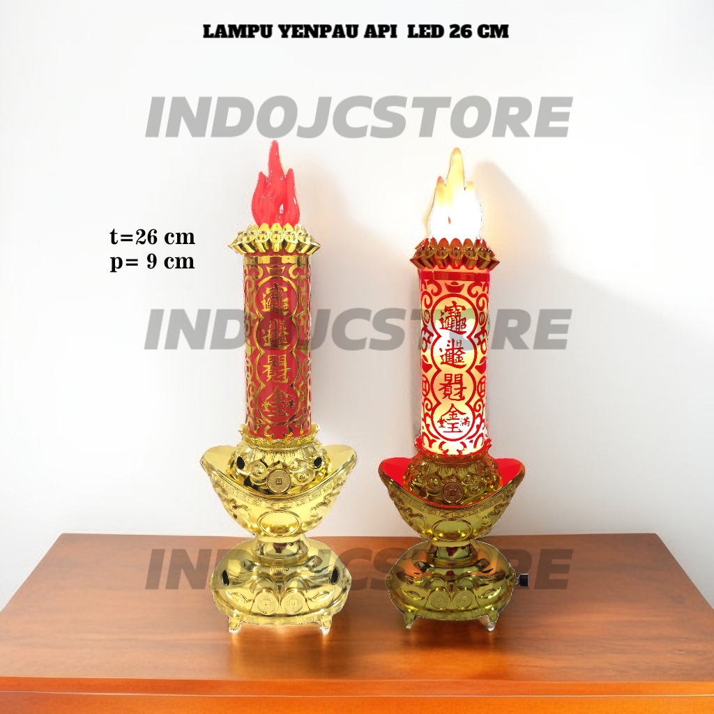 Lampu Altar Meja Sembahyang Lilin Yenpau Api 26 cm LED
