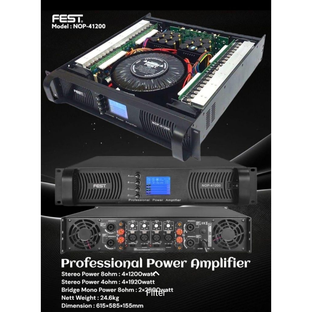 Power Fest 4 channel Power Amplifier FEST NOP 41200 class H