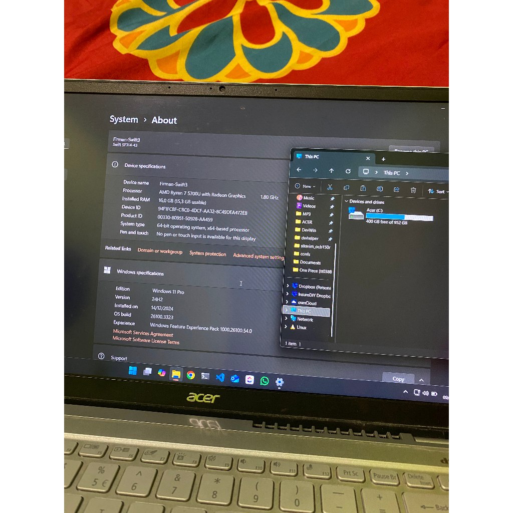 Acer Swift 3 Ryzen 7 16GB RAM 1TB SSD Second Mulus