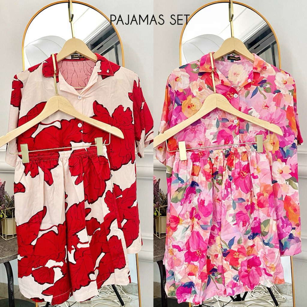 PAJAMAS SET - oneset rayon premium grade A by Arkasha Collection setelan wanita lengan pendek bahan 