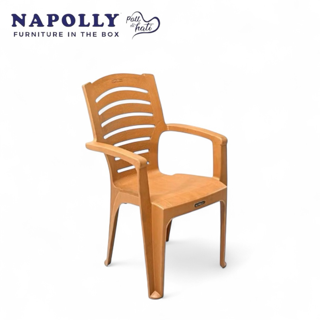 BK 633 S - Kursi Plastik Pangeran Napolly / Kursi Senderan Plastik Tangan Anyaman / Bangku Plastik N