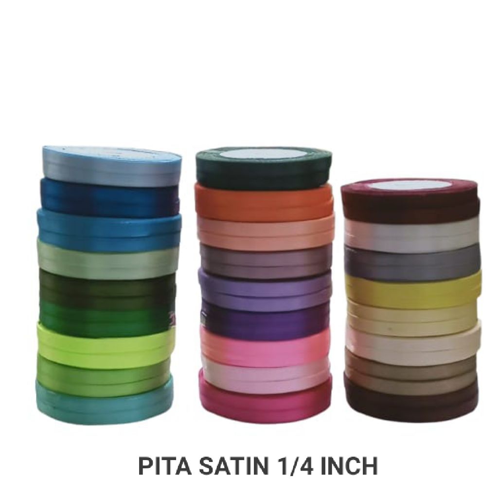 Pita Satin 1/4 INCH / Pita Satin Lebar 0,6cm / 20yard / Grosir Pita Satin 1/4 INCH = 0,6 CM | Pita S