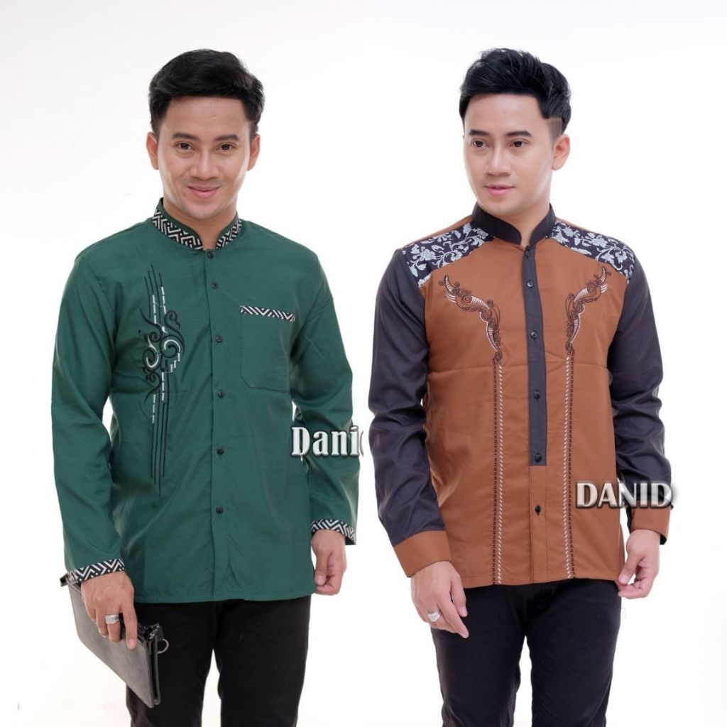 KEMEJA LENGAN PANJANG BORDIR BAJU KEMEJA POLOS KOMBINASI BORDIR KATUN ADEM LENGAN PANJANG KEMEJA KOK