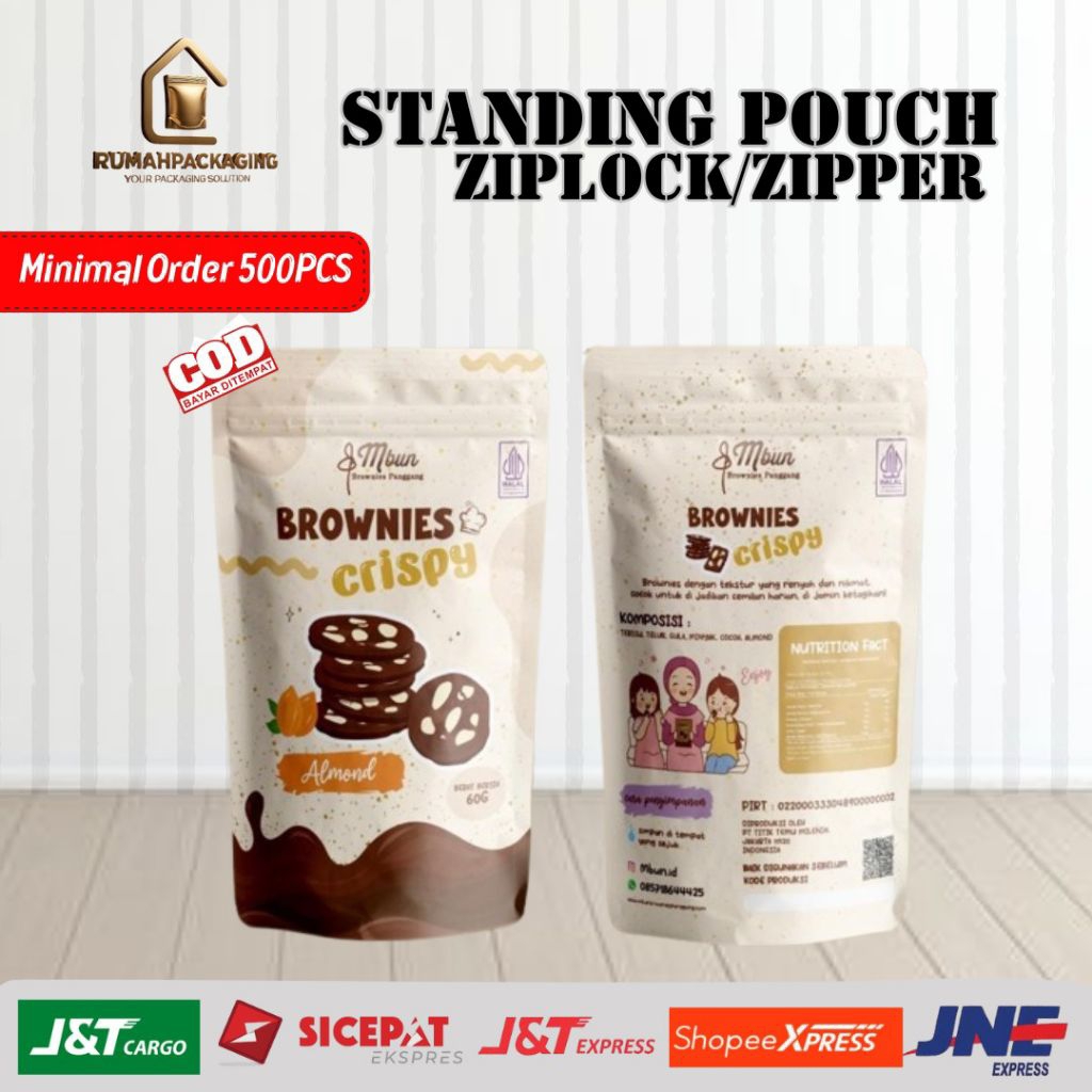 Cetak Kemasan Standing Pouch Custom Full Printing ZIPLOCK/ZIPPER