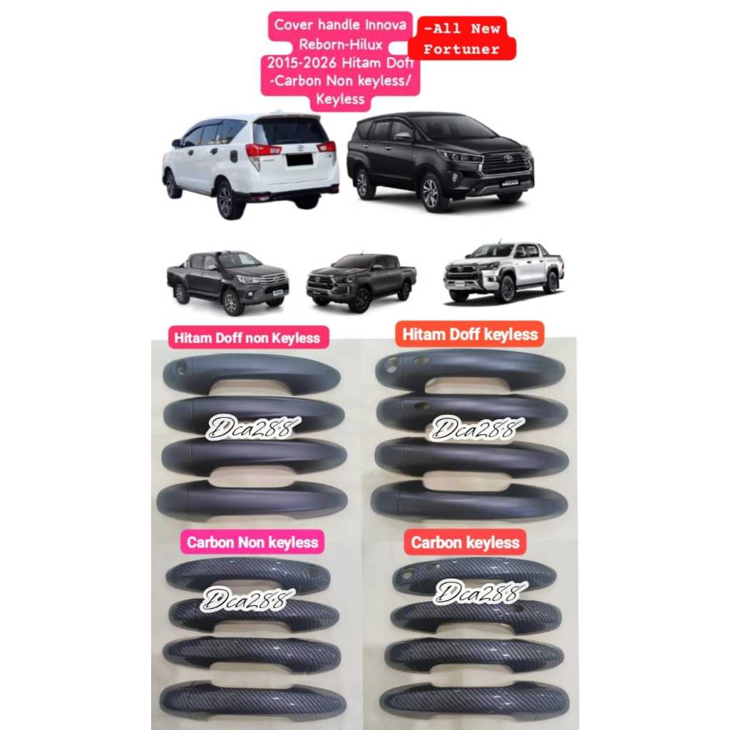 Cover Handle/Pelindung  Gagang Handel Pintu Innova Reborn 2016-2026 G/V/Q/Venturer All New Hilux Rev