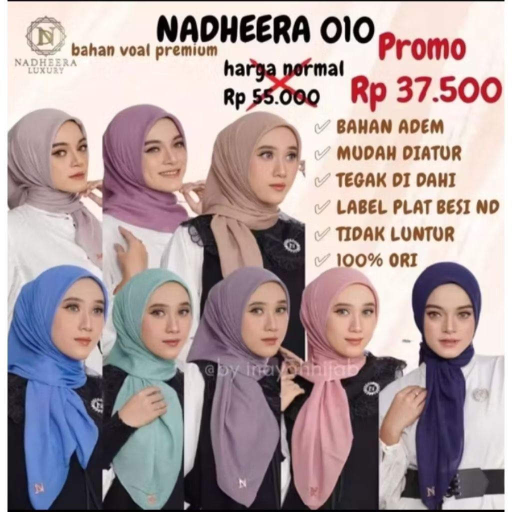 JILBAB NADHEERA/KERUDUNG/KRUDUNG SEGI EMPAT/KERUDUNG SEGI EMPAT/VOAL PREMIUM