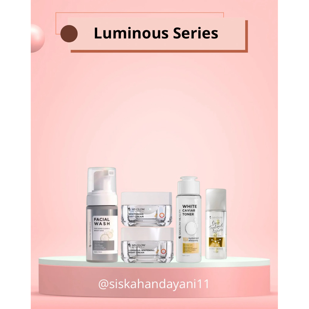 MS GLOW Paket Luminous Series Terbaru Ms Glow | Paket Wajah isi 5 FREE deep treatment essence mini