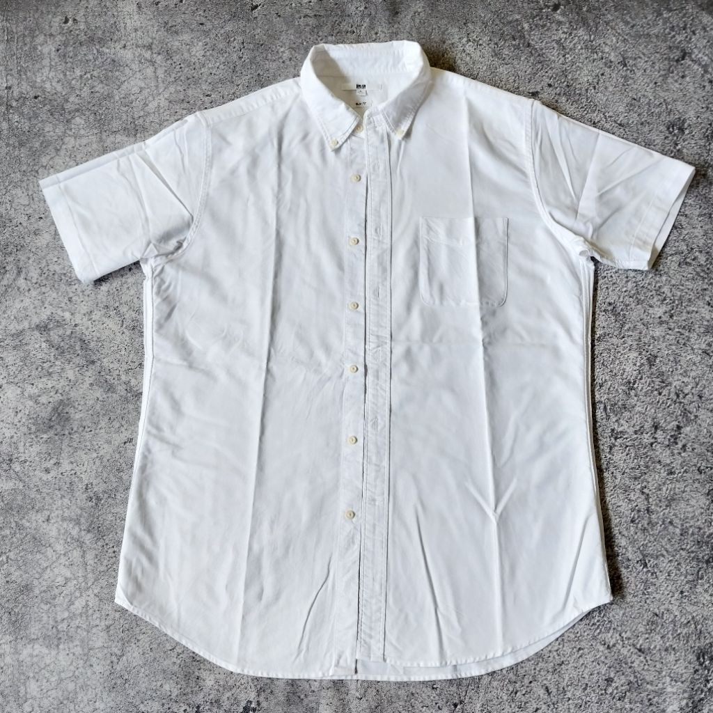 KEMEJA UNIQLO "OXFORD SLIM FIT" WHITE [ Original ]