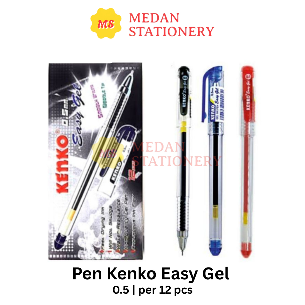 Pulpen Kenko EASY Gel 1PACK isi 12pcs PEN CAIR HITAM 0.5MM