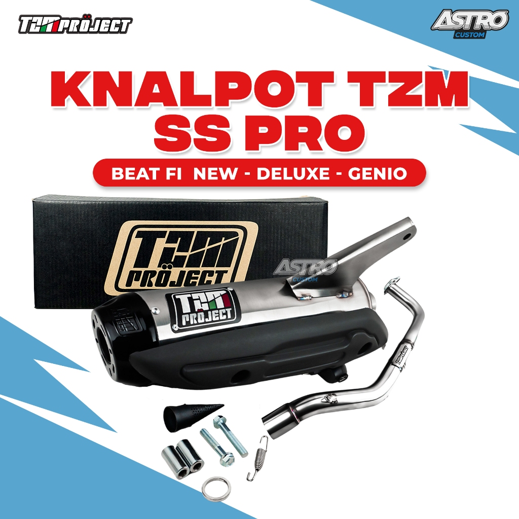 Knalpot TZM SS PRO STD Genio Beat NEW Scoopy Nmax 155 Aerox Lexi Vario 125 150 Full Package Kenalpot