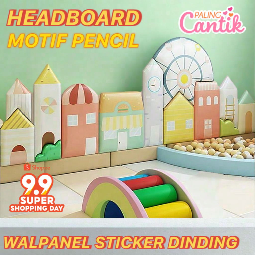 Aesthetic Headboard Motif Pencil I Oscar Premium Headboard I Walpanel Hiasan Dinding Sticker Dinding