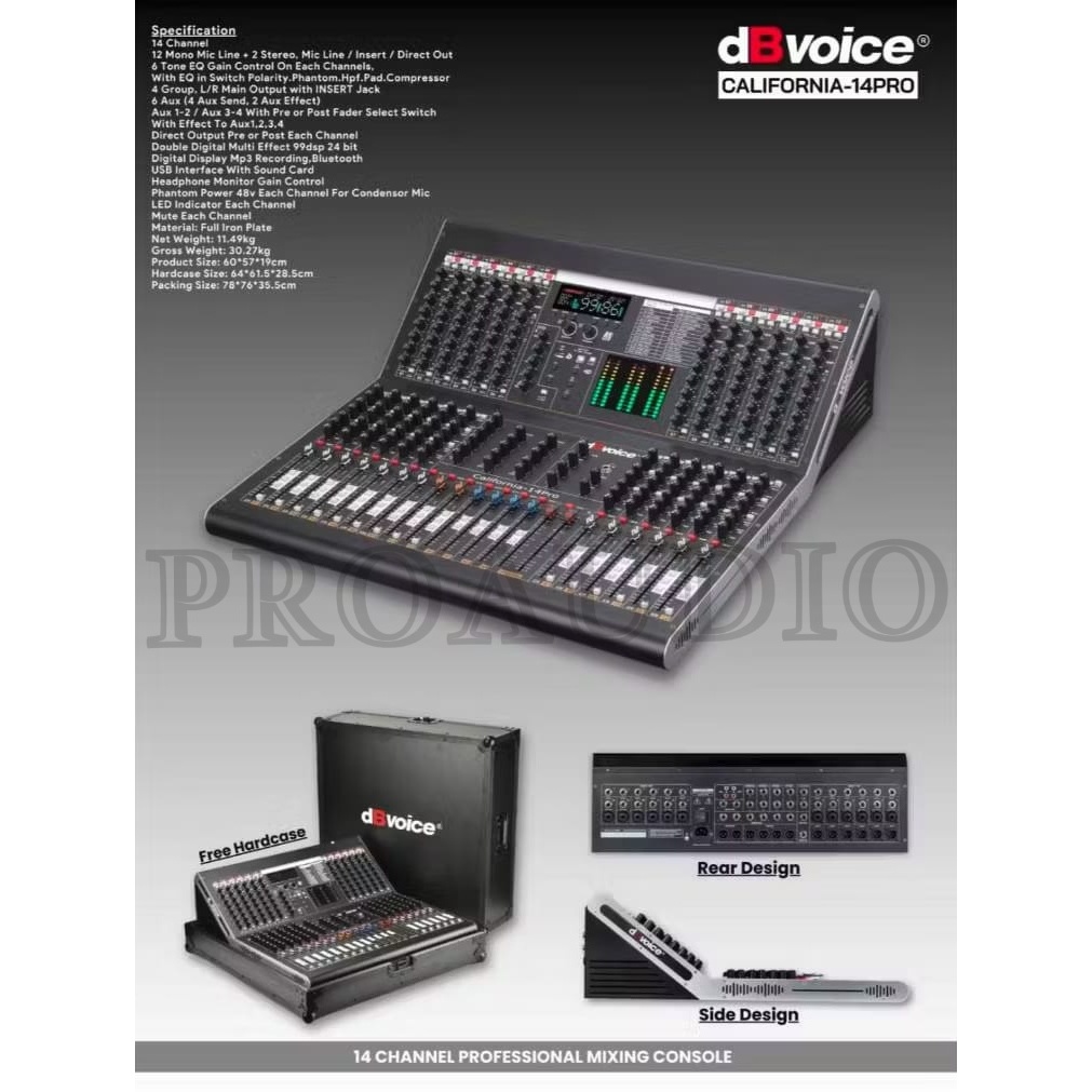 Mixer 14 Channel dBvoice CALIFORNIA 14 PRO / CALIFORNIA14 pro / CALIFORNIA 14PRO MIXING DB VOICE CAL