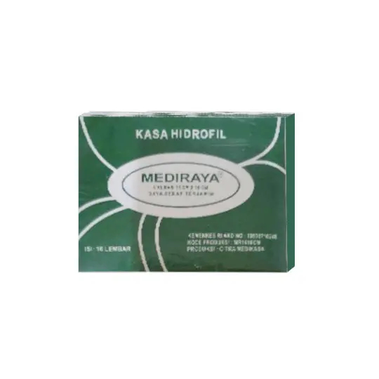 KASA HIDROFIL MEDIRAYA 16 LEMBAR / KAIN KASA STERIL MEDIYARA 16X16 CM